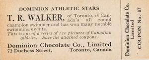 1924-25 Dominion Chocolate Athletic Stars (V31) #67 T.R. Walker Back