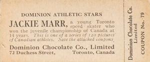 1924-25 Dominion Chocolate Athletic Stars (V31) #79 Jackie Marr Back