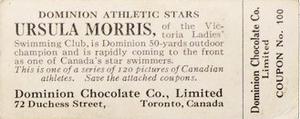 1924-25 Dominion Chocolate Athletic Stars (V31) #100 Ursula Morris Back