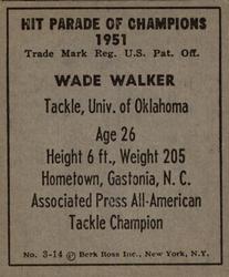 1951 Berk Ross #3-14 Wade Walker Back