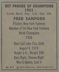 1951 Berk Ross #4-3 Fred Sanford Back