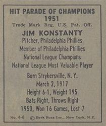 1951 Berk Ross #4-6 Jim Konstanty Back