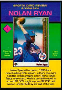 1993 The Sports Card Review & Value Line Prime Pics #2 Nolan Ryan Back