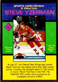 1993 The Sports Card Review & Value Line Prime Pics #6 Steve Yzerman Back