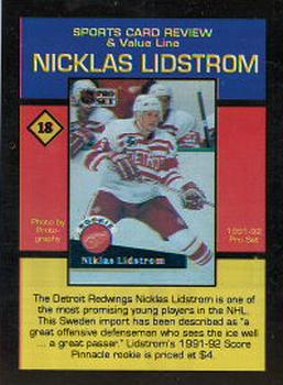 1993 The Sports Card Review & Value Line Prime Pics #18 Nicklas Lidstrom Back