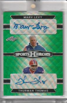 2018 Leaf Metal Sports Heroes - Dual Autograph Green Wave #DA-10 Marv Levy / Thurman Thomas Front
