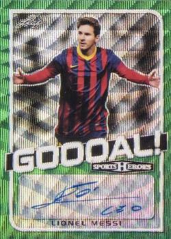 2018 Leaf Metal Sports Heroes - Goooal! Autograph Green Wave #GA-LM1 Lionel Messi Front
