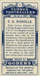 1908 Ogden's Famous Footballers #2 Gwyn Nicholls Back