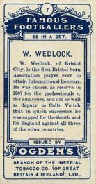 1908 Ogden's Famous Footballers #7 Billy Wedlock Back