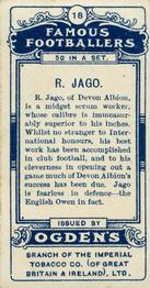 1908 Ogden's Famous Footballers #18 Raphael Jago Back
