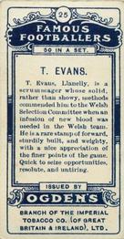 1908 Ogden's Famous Footballers #25 Tom Evans Back