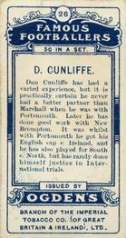 1908 Ogden's Famous Footballers #26 Dan Cunliffe Back