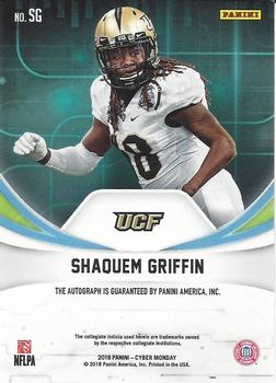 2018 Panini Cyber Monday - Private Signings #SG Shaquem Griffin Back