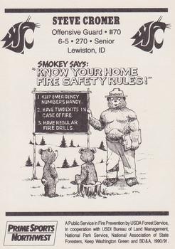 1991 Washington State Cougars Smokey #NNO Steve Cromer Back