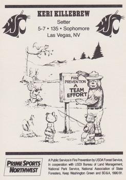 1991 Washington State Cougars Smokey #NNO Keri Killebrew Back