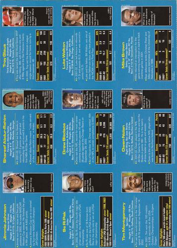 2003 Sports Illustrated for Kids - Full Panel #235-243 Mike Brown / Luke Walton / Troy Glaus / Owen Nolan / Drew Bledsoe / Shareef Abdur-Rahim / Tim Montgomery / Se Ri Pak / Jimmie Johnson Back