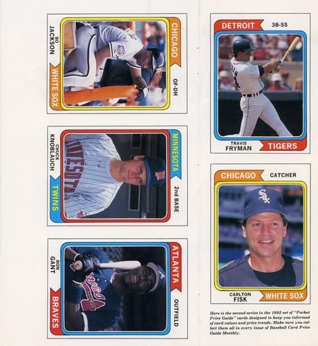 1992 SCD Sports Card Price Guide Monthly - Full Sheets #6-10 Travis Fryman / Carlton Fisk / Bo Jackson / Chuck Knoblauch / Ron Gant Front