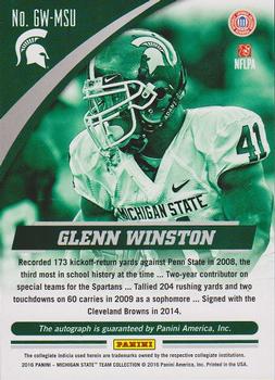 2016 Panini Michigan State Spartans - Autographs #GW-MSU Glenn Winston Back