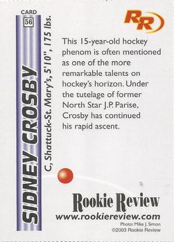 2003 Rookie Review #56 Sidney Crosby Back