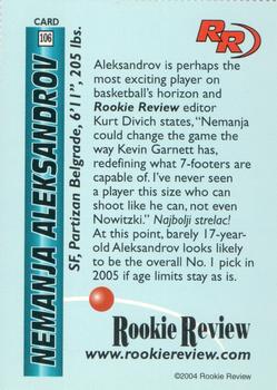 2004 Rookie Review #106 Nemanja Aleksandrov Back