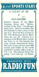 1956 Radio Fun British Sports Stars #6 Pat Smythe Back