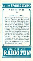 1956 Radio Fun British Sports Stars #10 Stirling Moss Back