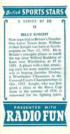 1956 Radio Fun British Sports Stars #11 Billy Knight Back