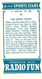 1956 Radio Fun British Sports Stars #18 The Rowe Twins Back