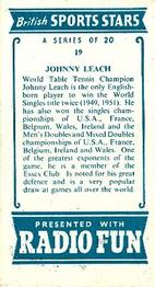 1956 Radio Fun British Sports Stars #19 Johnny Leach Back