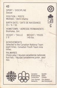 1976 CBC Olympics #43 Peter Roe Back