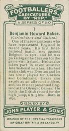 1926 Player's Footballers Caricatures by Rip #1 Benjamin Howard Baker Back