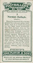 1926 Player's Footballers Caricatures by Rip #5 Norman Bullock Back