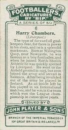 1926 Player's Footballers Caricatures by Rip #6 Harry Chambers Back