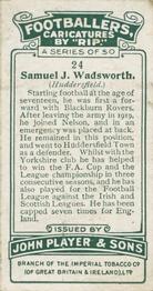 1926 Player's Footballers Caricatures by Rip #24 Sam Wadsworth Back