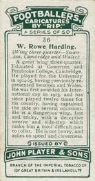 1926 Player's Footballers Caricatures by Rip #36 Rowe Harding Back