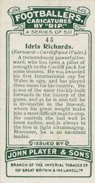 1926 Player's Footballers Caricatures by Rip #43 Idris Richards Back