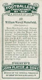 1926 Player's Footballers Caricatures by Rip #49 Wavell Wakefield Back