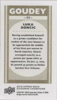 2019 Upper Deck Goodwin Champions - Goudey Minis #G2 Luka Doncic Back