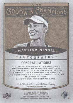 2019 Upper Deck Goodwin Champions - Autographs Inscribed #A-MH Martina Hingis Back