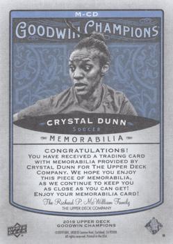 2019 Upper Deck Goodwin Champions - Memorabilia #M-CD Crystal Dunn Back