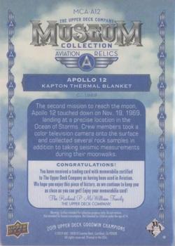 2019 Upper Deck Goodwin Champions - Museum Collection Aviation Relics #MCA-A12 Apollo 12 Thermal Blanket Back