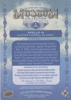 2019 Upper Deck Goodwin Champions - Museum Collection Aviation Relics #MCA-A16 Apollo 16 Thermal Blanket Back