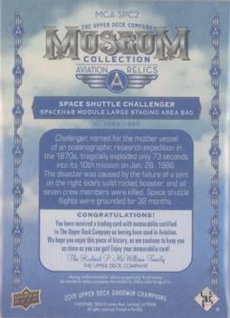 2019 Upper Deck Goodwin Champions - Museum Collection Aviation Relics #MCA-SPC2 Space Shuttle Challenger Staging Area Bag Back