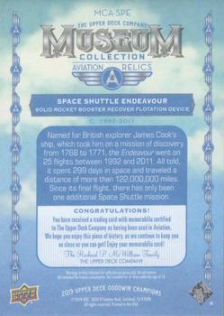 2019 Upper Deck Goodwin Champions - Museum Collection Aviation Relics #MCA-SPE Space Shuttle Endeavour Recovery Flotation Device Back