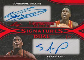 2019 Leaf Ultimate Sports - Ultimate Signatures 2 Red #US2-06 Dominique Wilkins / Shawn Kemp Front