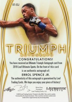 2019 Leaf Ultimate Sports - The Ultimate Triumph Signatures #UT - ESJ Errol Spence Jr. Back