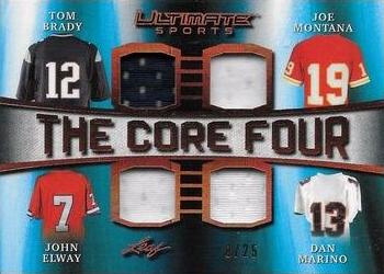 2019 Leaf Ultimate Sports - The Core 4 Relics #TC4-02 Tom Brady / Joe Montana / John Elway / Dan Marino Front