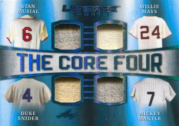2019 Leaf Ultimate Sports - The Core 4 Relics Platinum #TC4-08 Stan Musial / Willie Mays / Duke Snider / Mickey Mantle Front