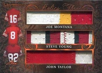2019 Leaf Ultimate Sports - The Ultimate Relics 3 #UR3-16 Joe Montana / Steve Young / John Taylor Front