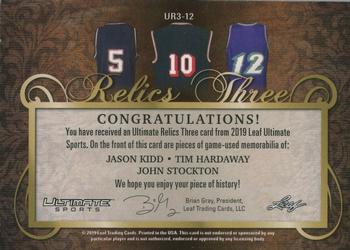 2019 Leaf Ultimate Sports - The Ultimate Relics 3 Purple #UR3-12 Jason Kidd / Tim Hardaway / John Stockton Back